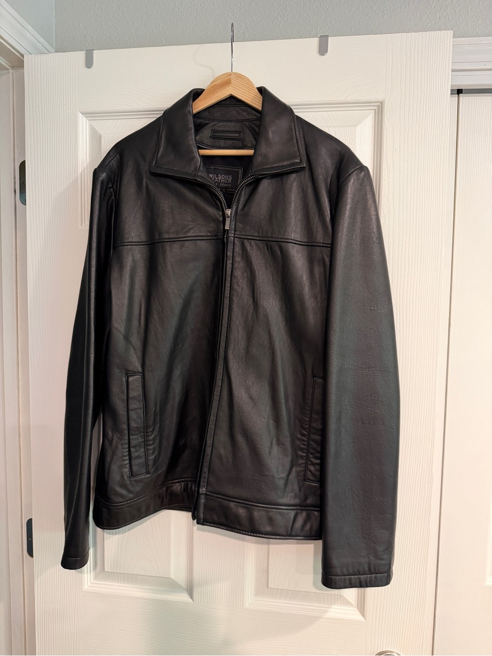 Wilsons Leather Black Zip-Front Bomber Jacket